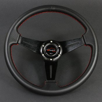 Amazon | ステアリング 35φ N パンチング仕様PVC 赤色ステッチ